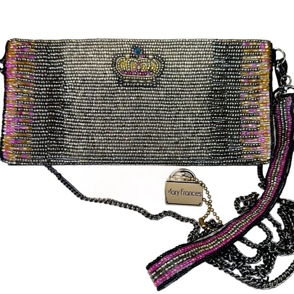 Mary Frances White Beaded Bow Clutch, Mini Elegant Formal Date Night - Picture 2 of 8